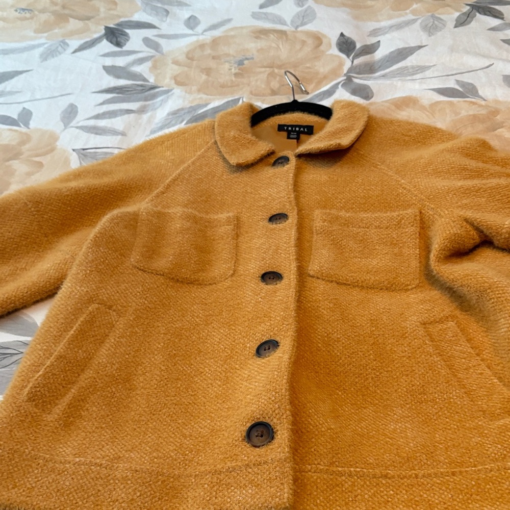 Tribal Women's Mustard Teddy Button-Up Coat